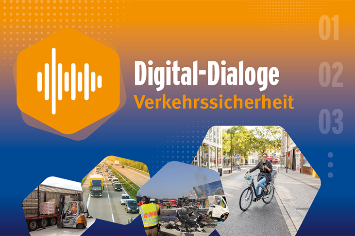 Schmuckgrafik. Text im Bild Digital-Dialoge Verkehrssicherheit